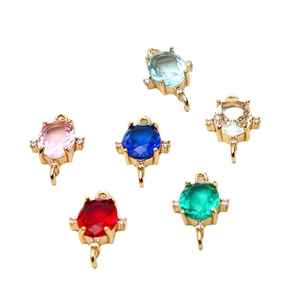 DIY Schmuck Oval-Anhänger aus Kupfer mit bunten Zirkonia und Glassteinen, 6er-Set