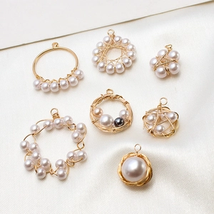 Handgefertigte Kupferdraht Umwickelte Künstliche Perlenanhänger Vogelnest Stern Geometrische Kreis Charms Für DIY Halsketten Ohrringe Schmuck