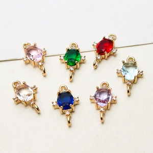 Vergoldete ovale Kristallanhänger mit bunten Steinen für DIY-Schmuckherstellung