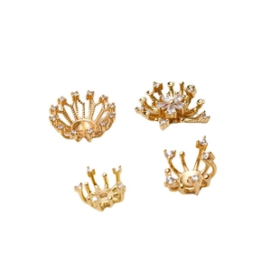 Embouts de perles en forme de fleurs dorées avec zircons pour accessoires de mariée DIY