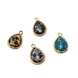 DIY gold plated teardrop pendants with colorful foil inserts for necklaces and earrings