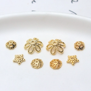 Gold-plated floral spacers and bead caps assortment for DIY jewelry making
