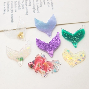 DIY acrylic mermaid fish tail and goldfish charms set for jewelry making accessories