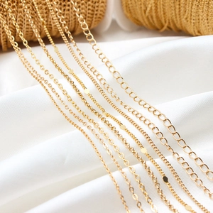 Gold Plated Copper Loose Chain For DIY Jewelry Making Flat O-link Snake Bone Chain Findings For Necklace Bracelet Handcrafted Accessories