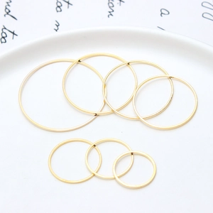 Minimalistisch Geometrisch Rund Kreis Kupfer Anhänger Gold Weißgold Vergoldet DIY Schmuckherstellung Glatt Hohl Ring Charm
