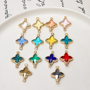 Star-shaped gold plated copper connector charms in 14 colors for DIY jewelry making