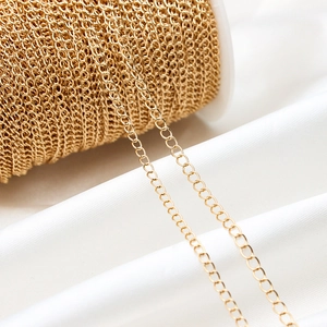 Premium gold plated flat O-link chain spool for DIY jewelry making and necklaces