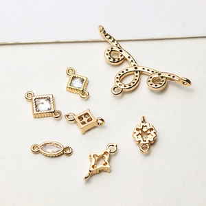 Gold-plated copper pendants with cubic zirconia for DIY jewelry making and earring design