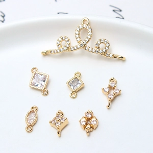 Gold plated geometric zircon connectors for DIY earring and necklace jewelry making