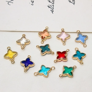 Colorful star-shaped crystal pendants with gold-plated copper edges for DIY jewelry making