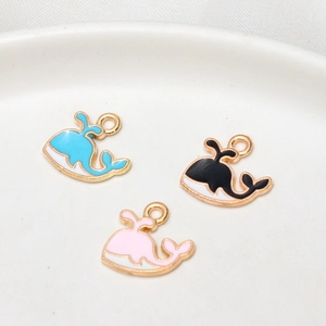 Cute Cartoon Whale Alloy Enamel Drip Oil Pendants Charms For DIY Jewelry Making Earrings Bracelets Necklace Accessories