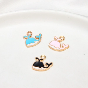 Cute enamel whale pendants in blue pink and black colors for DIY jewelry making
