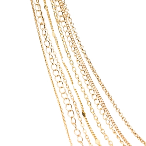 Flat O-shaped gold-plated brass chain collection for DIY jewelry making accessories