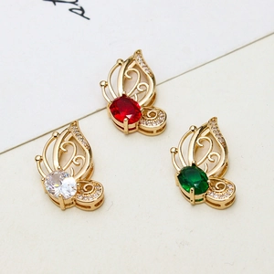 Schmetterling-Anhänger aus Kupfer mit Zirkonia und bunten Tropfensteinen für Schmuck