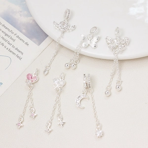 Ciondolo Nappa Farfalla Cuore in Zirconia Rame Argento per Accessori per la Creazione di Gioielli Fai-da-te Donna
