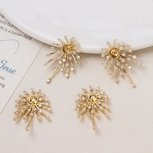 Supports de perles en zircon feu d'artifice plaqué or pour accessoires bijoux DIY