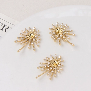 Supports de bijoux dorés en forme de feu d'artifice avec zircons pour création DIY