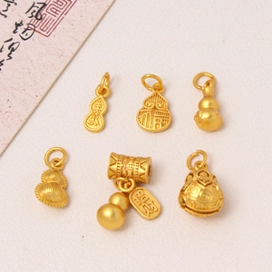 24K Vergulde Koperen Kalebas Hanger Voor DIY Sieraden Maken Traditionele Chinese Stijl Geluksbrenger Hangers Gift