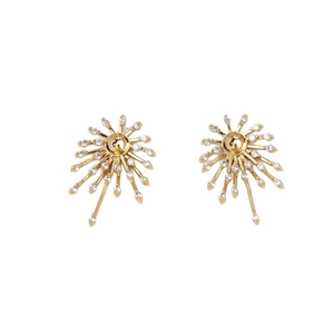 Boucles d'oreilles feux d'artifice dorées avec zircons et support perle pour bijoux DIY