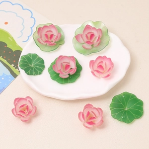 Lotusblumen und Seerosenblätter Anhänger aus Harz für DIY-Schmuck und Haarschmuck