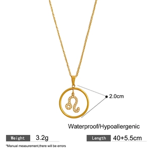 Gold plated Leo constellation necklace with sparkling rhinestones on minimalist chain