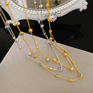 Minimalist gold and silver plated evil eye necklaces with colorful enamel beads