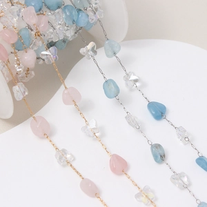 Cadena de cristal irregular con colgante de mariposa para creación de joyas DIY