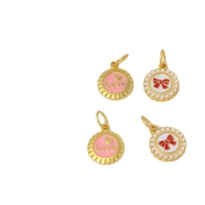 Gold-plated enamel heart and bow pendants for DIY jewelry making and bracelets