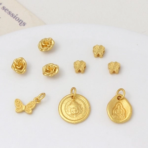 Vintage Koperen Zand Goud Boeddhistische Boeddha Roos Bloem Vlinder DIY Sieraden Hangers Kralen Voor Handgemaakte Armband Ketting