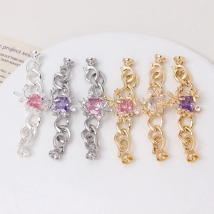 DIY jewelry connectors with flower cubic zirconia and pearls in gold and silver plating