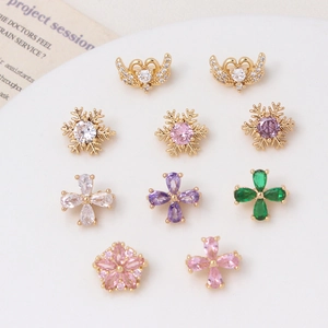 Zirconia heart wings and snowflake beads for DIY pearl necklace jewelry making