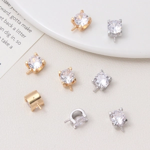 Zirkoon koperen basis met parelstift voor DIY sieraden maken in goud en zilver