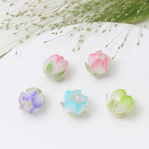 Handgefertigte mattierte, lichtdurchlässige Blumenknospenperlen in Pastellfarben für DIY-Schmuck