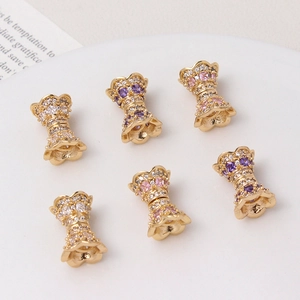 Copper Gold Plated Zirconia Wasp Waist Rotating Screw Clasp DIY Pearl Necklace Bracelet Connection Accessory Jewelry Findings