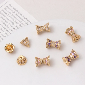 Gold-plated brass screw clasps with zircon stones for DIY pearl jewelry design