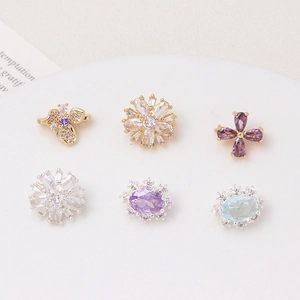 Micro-set zircon flower spacers for DIY pearl jewelry making in gold and silver