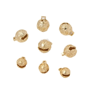 Set of gold hollow flower patterned copper bell pendants for DIY jewelry and accessories