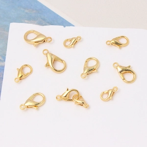 Polished 18K gold plated lobster clasps set for DIY jewelry making and necklace repairs