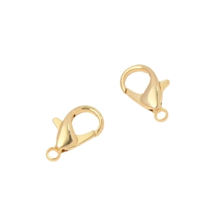 Pair of 18K gold-plated alloy lobster clasps for jewelry making and DIY necklaces