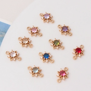 Micro-pave zircon sun pendants with gold plating for DIY jewelry making