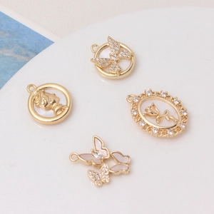 Gold-plated shell butterfly and rose flower pendants for DIY jewelry making