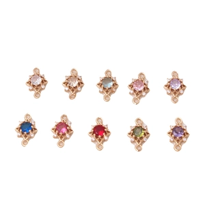 Colorful micro-paved zircon sun pendant DIY jewelry connectors in gold plating