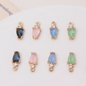 Sweet Small Teardrop Pendant Copper Zirconia Crystal Inlaid Waterdrop DIY Jewelry Components Necklace Bracelet Findings