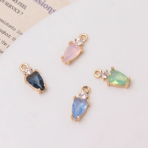 Waterdrop crystal pendants in four colors with gold settings for jewelry making