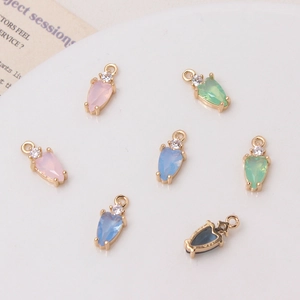 Colorful teardrop zircon pendants with gold claw base for DIY jewelry making sets