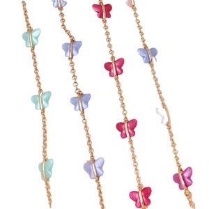 Colorful acrylic butterfly link chains with gold plating for DIY jewelry making