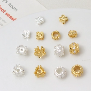 Gold and silver plated spacer beads with zircon accents for DIY jewelry making