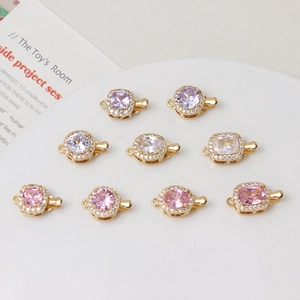 Zirconia geometric jewelry clasps in gold plated copper for DIY necklaces and bracelets