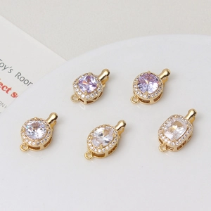 Set of gold-plated geometric zircon connectors for DIY jewelry making in various shapes