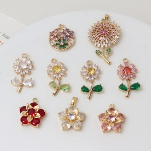 Sweet Flower Sunflower Daisy Copper Zirconia Charm Pendant DIY Jewelry Accessories For Necklace Bracelet Earrings Making